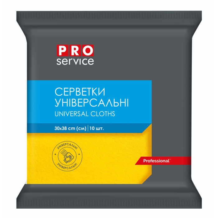 PRO Service Серветки віскозні 30х38 см, 10 шт., колір жовтий (20шт/ящ) Арт. 19100202